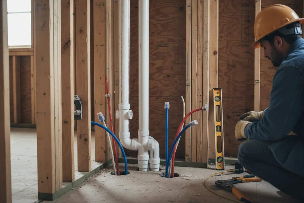 Drain and supply rough-in during Toilet Repair and Installation in Amsterdam