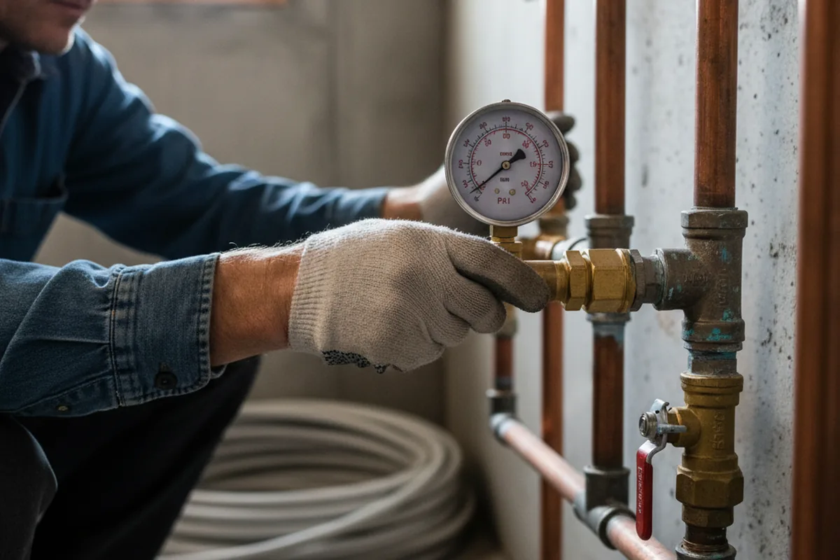 Pressure testing a repaired line during Water Line Repair in Amsterdam